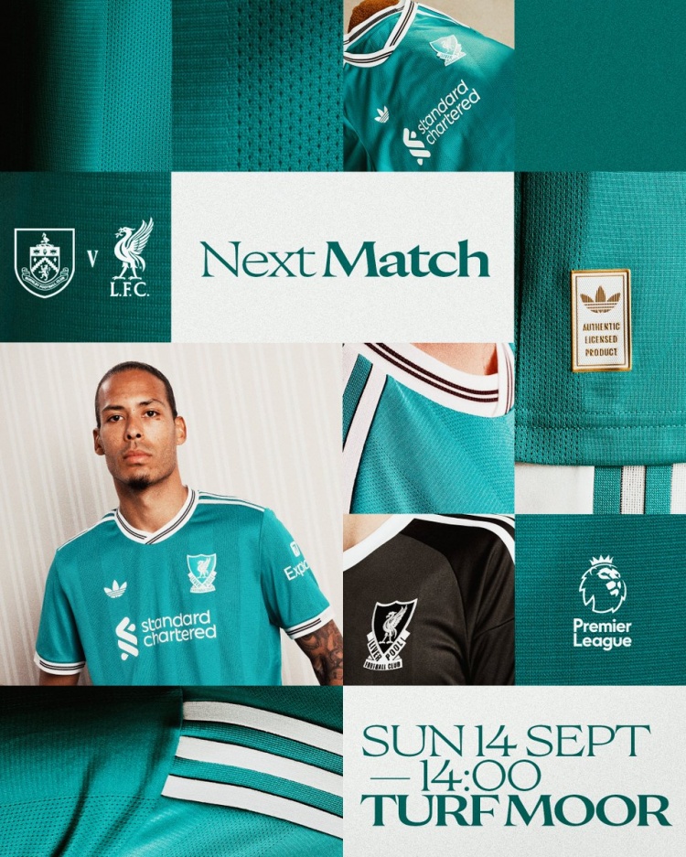 星空体育下载-利物浦公布客场对阵伯恩利赛前海报:队长范迪克身着第三客场战袍亮相